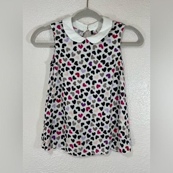 Kate Spade Dancing Hearts Jensen Top Peter Pan Collar Kids Girls Medium - Picture 1 of 15